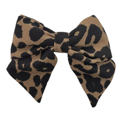 Leopard bow hair slide